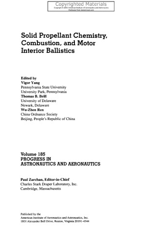 Solid Propellant Chemistry, Combustion, and Motor Interior Ballistics