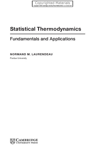 Statistical Thermodynamics - Fundamentals and Applications