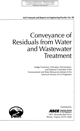 Conveyance of Residuals from Water and Wastewater Treatment