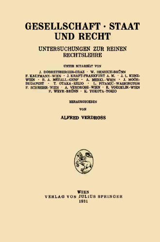 Gesellschaft · Staat und Recht: Untersuchungen zur reinen Rechtslehre