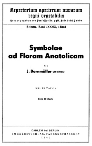 Symbolae ad Floram Anatolicam.