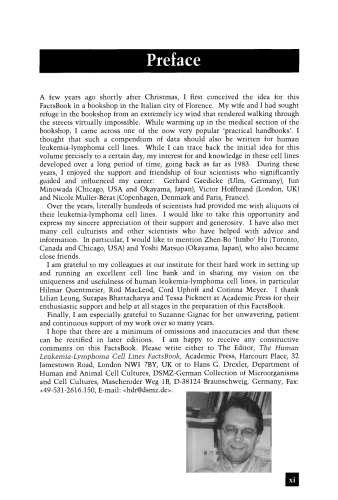 The Leukemia-Lymphoma Cell Line FactsBook