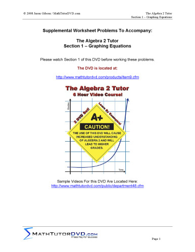 Algebra 2 Tutor Companion Worksheet CD