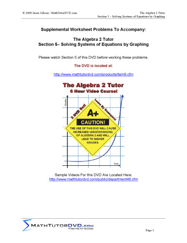 Algebra 2 Tutor Companion Worksheet CD