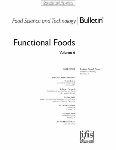 Food science and technology bulletin : functional foods. Volume 6