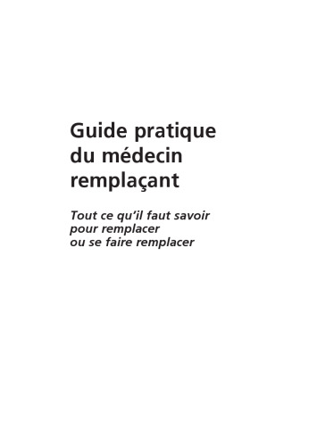 Guide pratique du médecin remplaçant