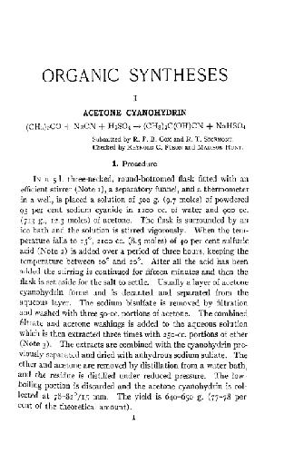 Organic Syntheses An annual publication of satisfactory methods