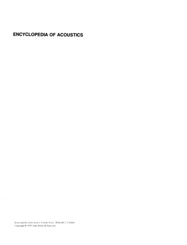 Encyclopedia of Acoustics, Volume Four