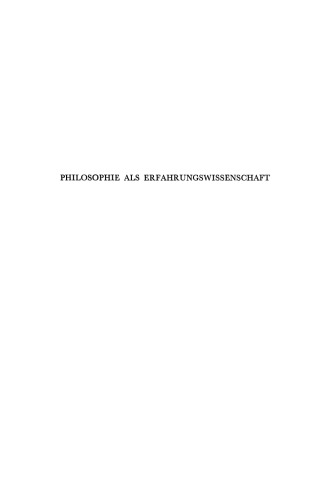 Philosophie als Erfahrungswissenschaft: Aufsätze zur philosophischen Anthropologie und Sprachphilosophie