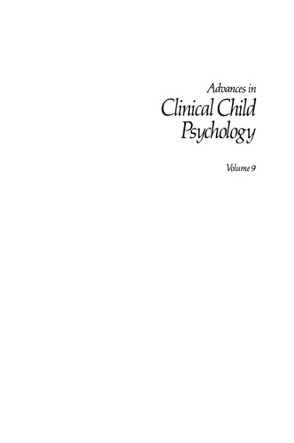 Advances in Clinical Child Psychology