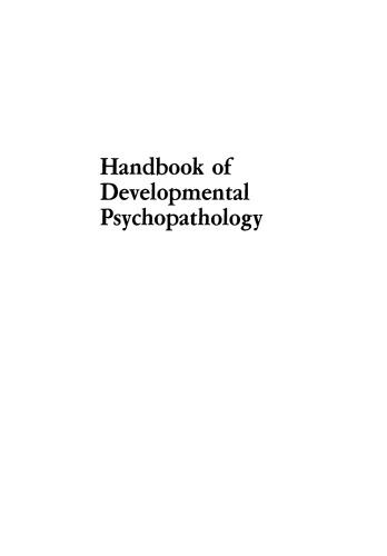 Handbook of Developmental Psychopathology