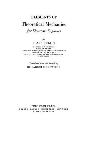 Elements of Theoretical Mechanics for Electronic Engineers