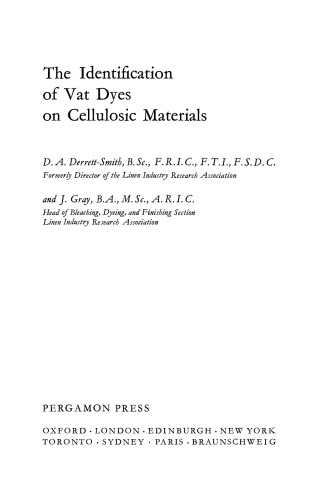 The Identification of Vat Dyes on Cellulosic Materials