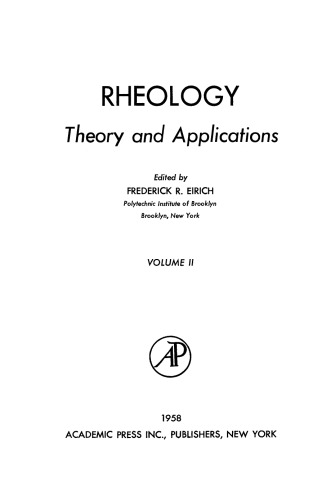 Rheology. Theory and Applications