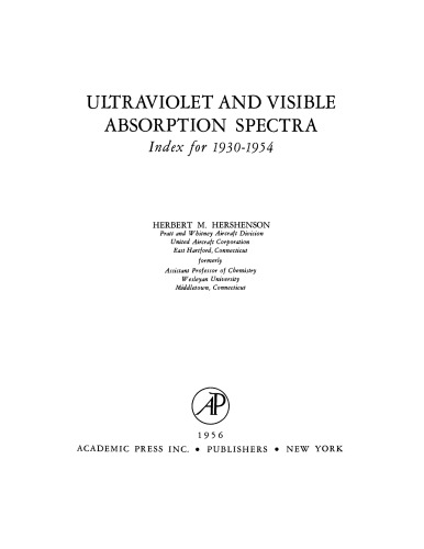 Ultraviolet and Visible Absorption Spectra