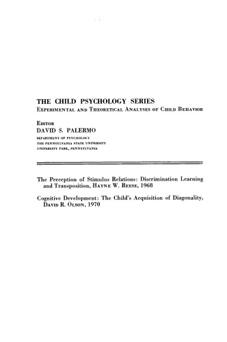 Cognitive Development. The Child's Acquisition of Diagonality