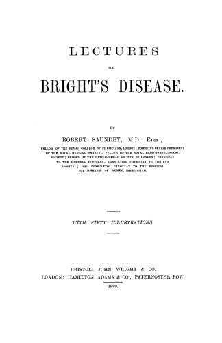 Lectures on Bright's Disease