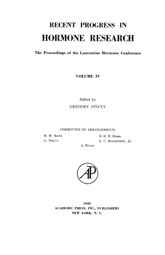 Proceedings of the 1949 Laurentian Hormone Conference