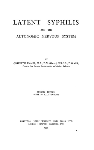 Latent Syphilis and the Autonomic Nervous System