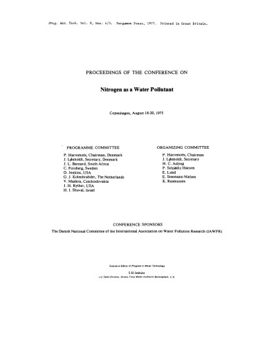Proceedings of the Conference on Nitrogen As a Water Pollutant. Volume 8.4