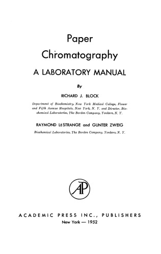 Paper Chromatography. A Laboratory Manual