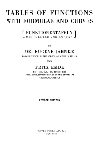 Tables of functions with formulae and curves. Funktionentafeln mit Formeln und Kurven