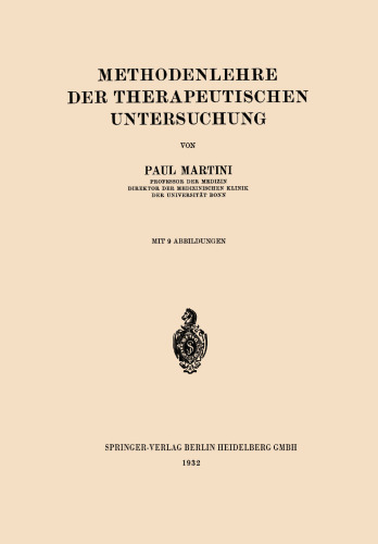 Methodenlehre der Therapeutischen Untersuchung