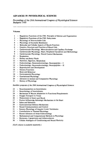 Kidney and Body Fluids. Proceedings of the 28th International Congress of Physiological Sciences, Budapest, 1980