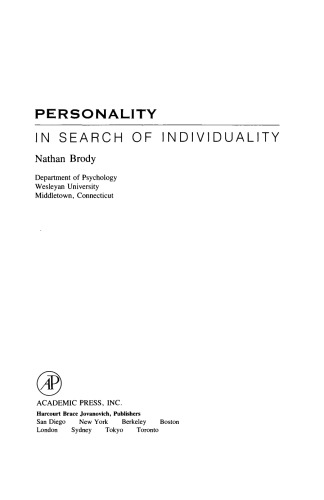 Personality in Search of Individuality. In Search of Individuality