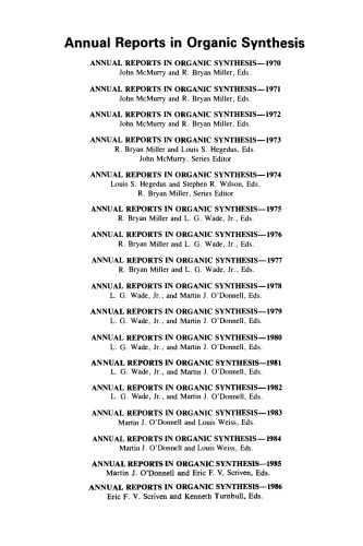 Annual Reports in Organic Synthesis–1986