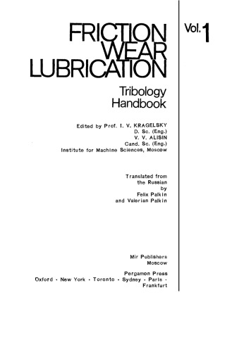 Friction Wear Lubrication. Tribology Handbook