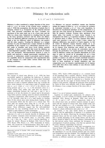 Dilatancy for cohesionless soils