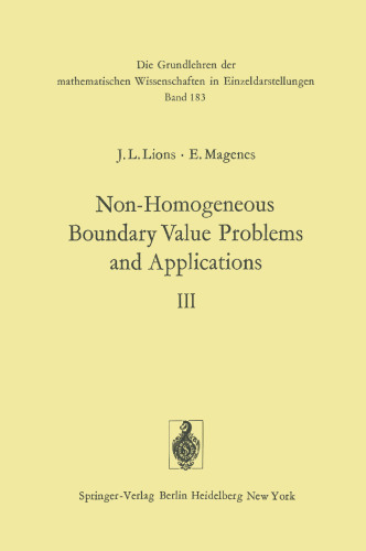 Non-Homogeneous Boundary Value Problems and Applications: Volume III