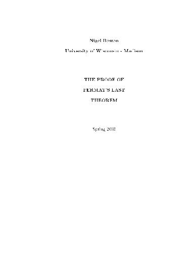 The Proof of Fermat's Last Theorem