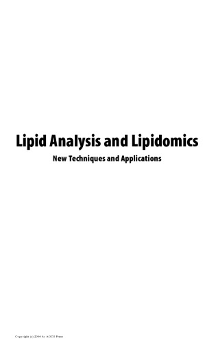 Lipid Analysis and Lipidomics: NewTechniques and Applications