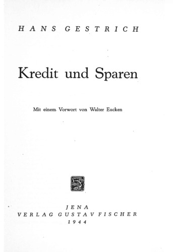 Kredit und Sparen