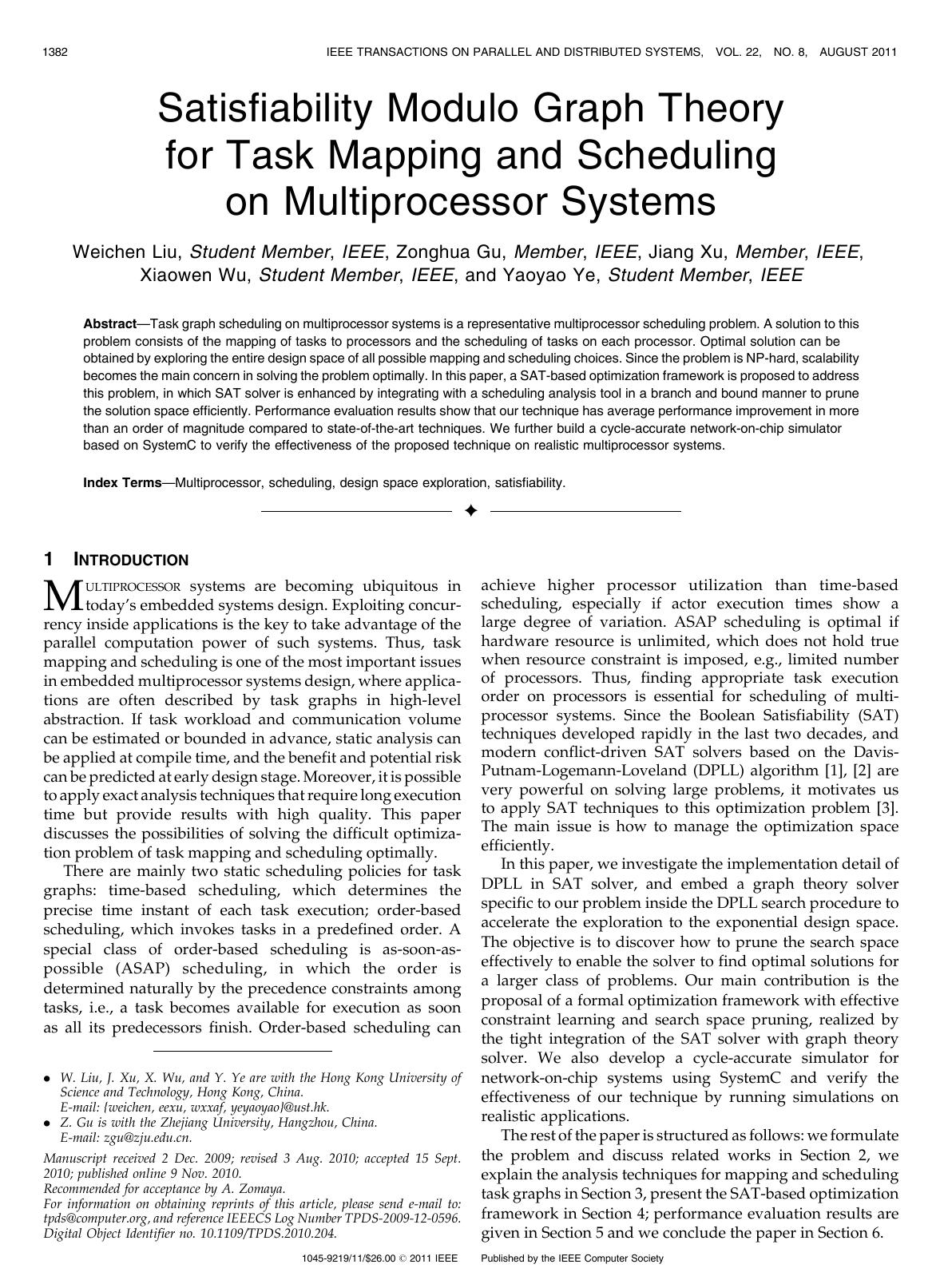 Satisfiability Modulo Graph Theory for Task Mapping and Scheduling on Multiprocessor Systems