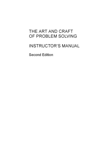 The Art And Craft Of Problem Solving Instructors Manual