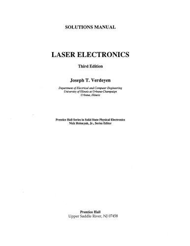 Laser Electronics Solution manual