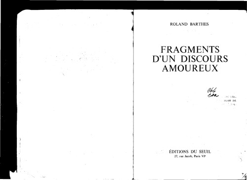 Fragments d’un discours amoureux