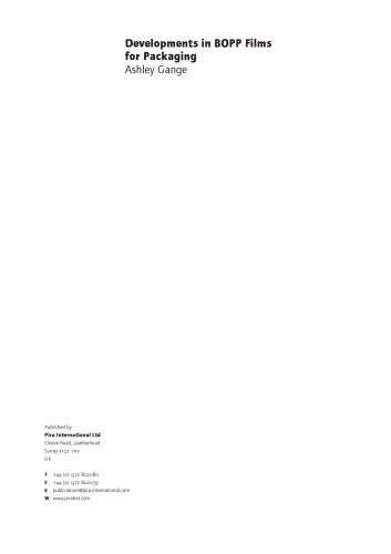 Developments in BOPP Films for Packaging