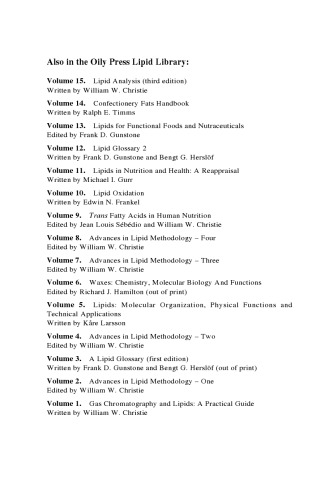 Lipids for Functional Foods and Nutraceuticals