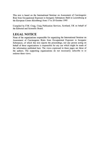 Carcinogenicity of Inorganic Substances. Risks from Occupational Exposure