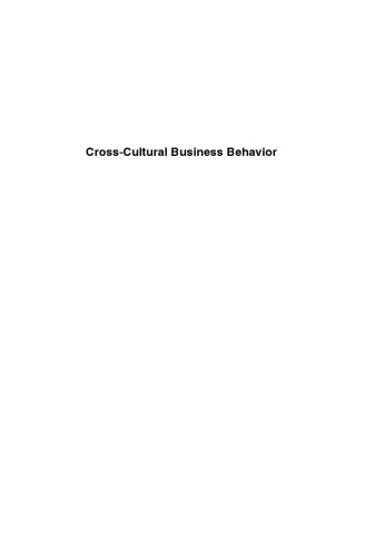 Cross-cultural business behavior : negotiating, selling, sourcing and managing across cultures