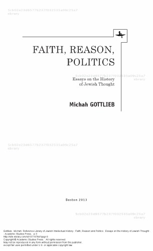 Faith, Reason, and Politics: Essays on the History of Jewish Thought