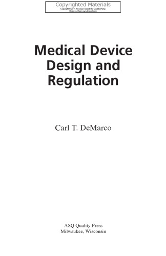 Medical Device Design and Regulation