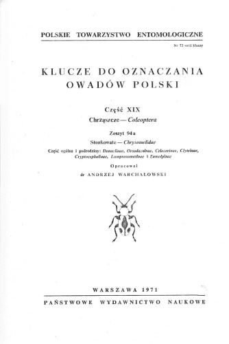 Część XIX - Coleoptera (zaplanowano 100 zeszytów) 94a