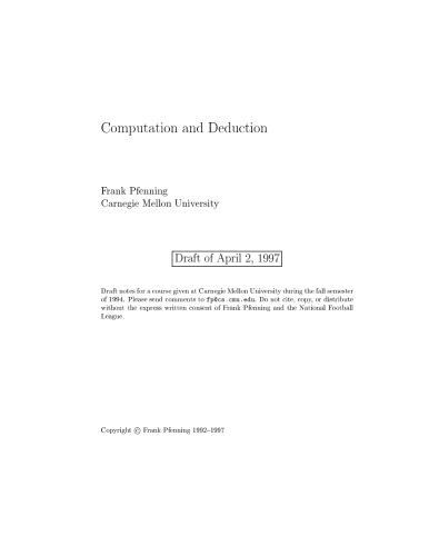 Computation and deduction (lecture notes)