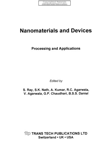 Nanomaterials and Devices - Processing and Applications