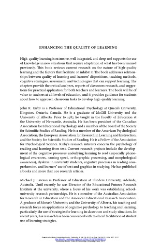 Enhancing the quality of learning: dispositions, instruction, and learning processes